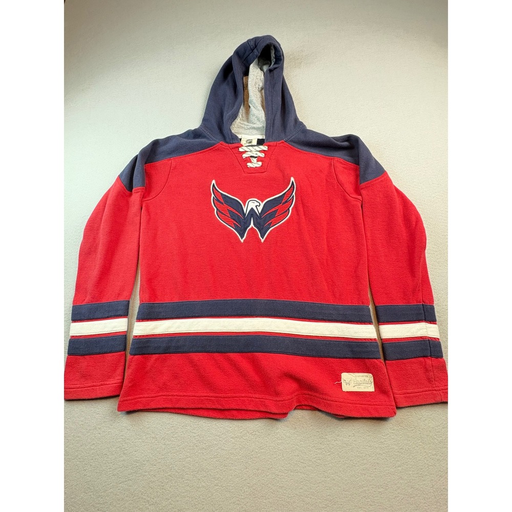 NHL Washington Capitals Youth Large 14/16 Red Lace Up Fleece Hoodie Sweatshirt